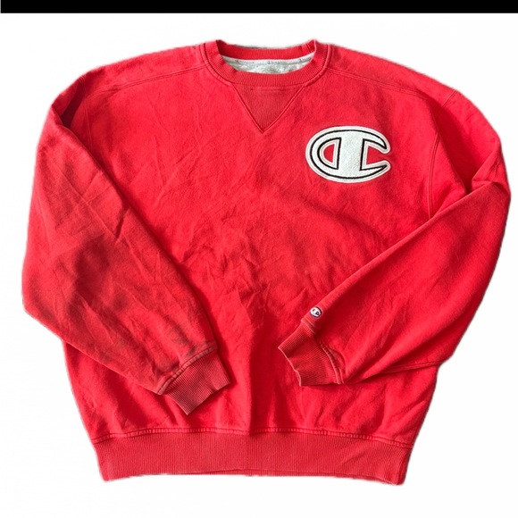 Vintage Champion Red Patch Crewneck w/ stains Men’s Size XL Reverse Weave - Picture 1 of 8